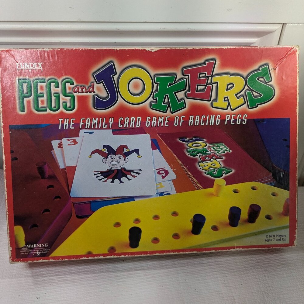 Vintage Pegs & Jokers Fundex The Family Card game of‎ Racing pegs Board Game